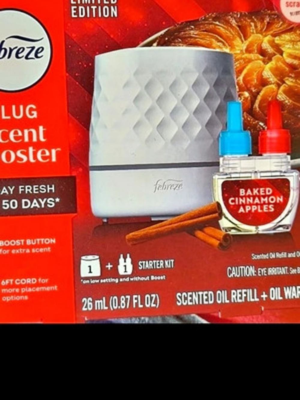 Brand New Febreze Oil Refill + Oil Warmer Plug-In Set Warm Cinnamon Apples